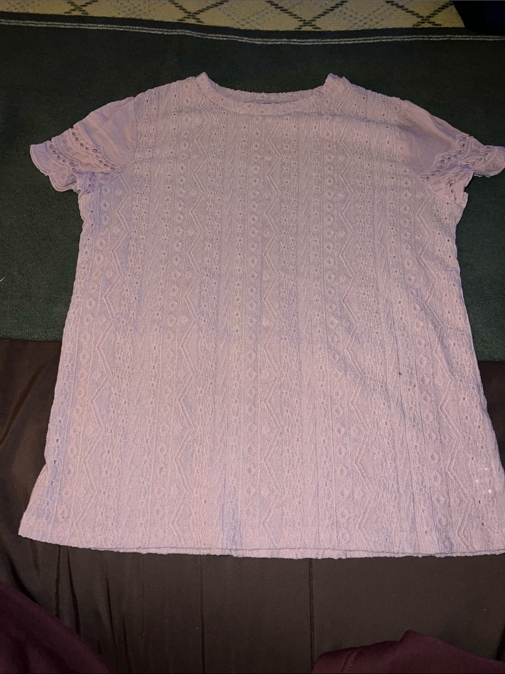 SHEIN Lavender Lace Short Sleeve Top